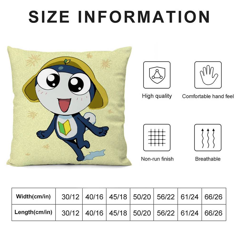 K-Keroro G-Gunsou Frog Pillow Case Plush Fabric Soft Double Sided Print Sofa Cushion Cover Throw Pillow Covers