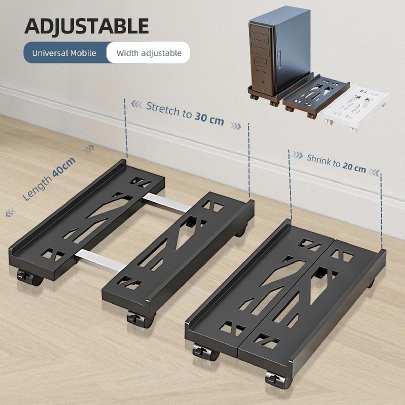 Verstellbarer mobiler PC-Tower-Ständer mit Rädern, CPU-Halter für unter den Schreibtisch, verstellbarer stabiler mobiler Computer-Host-Ständer für das Homeoffice