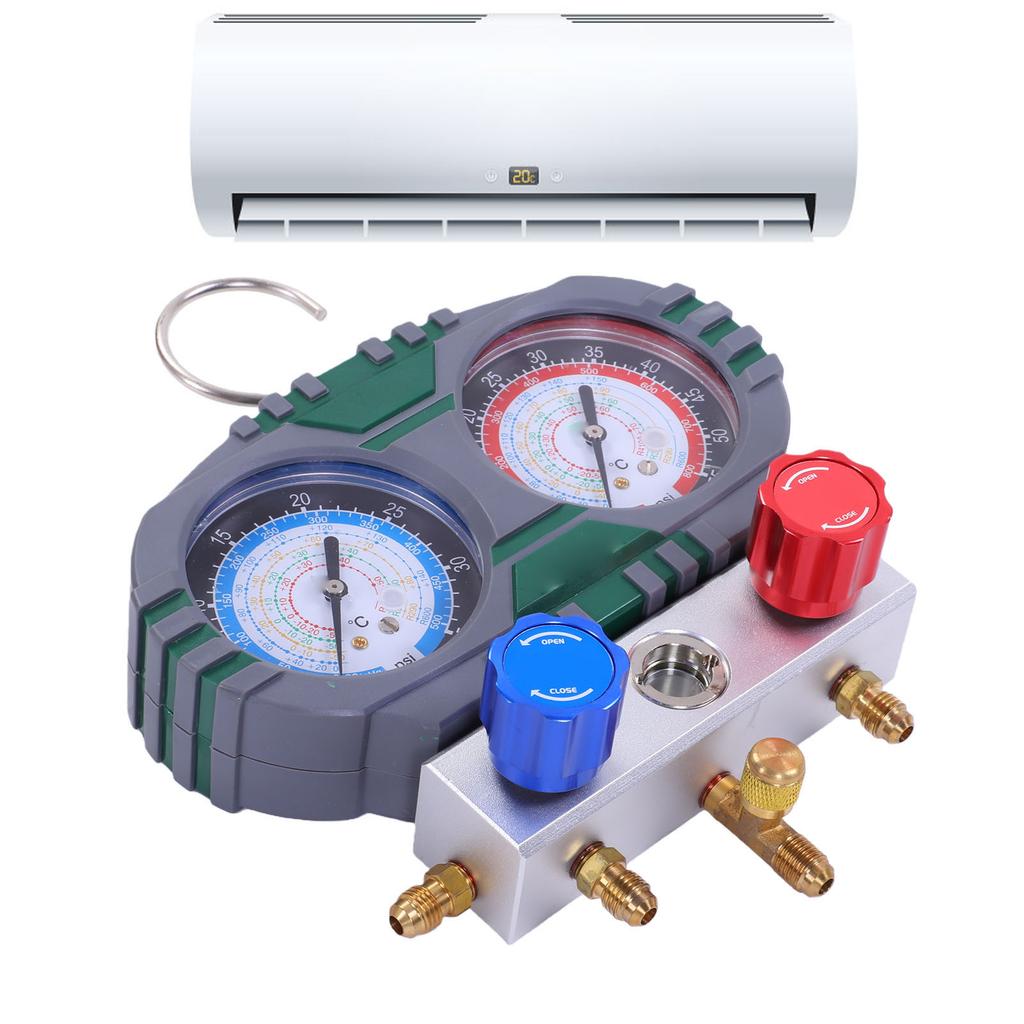 AC Manifold Gauge Set 500PSI 800PSI Dual Gauges 5ft Hose AC Charging Gauge Kit for R600 R290 R410A R32 System