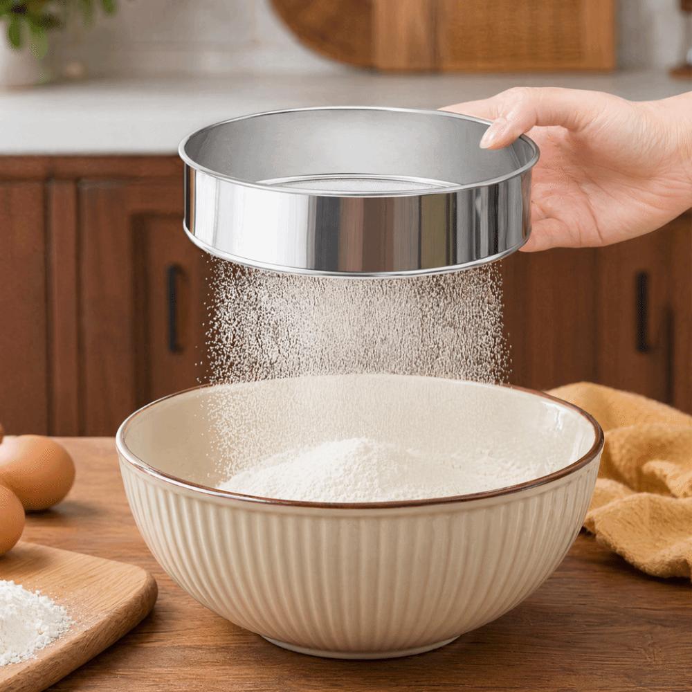 Stainless Steel Fine Mesh Round Handheld Round Manual Flour Sifter  Baking Prep
