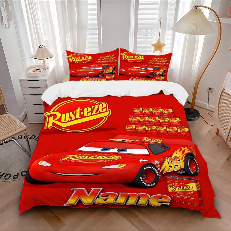 Custom Name Rusteze Race Car Print 3Pcs Bedding Set Duvet Cover With 2 Bedro Pillowcase Home Birthday Gift
