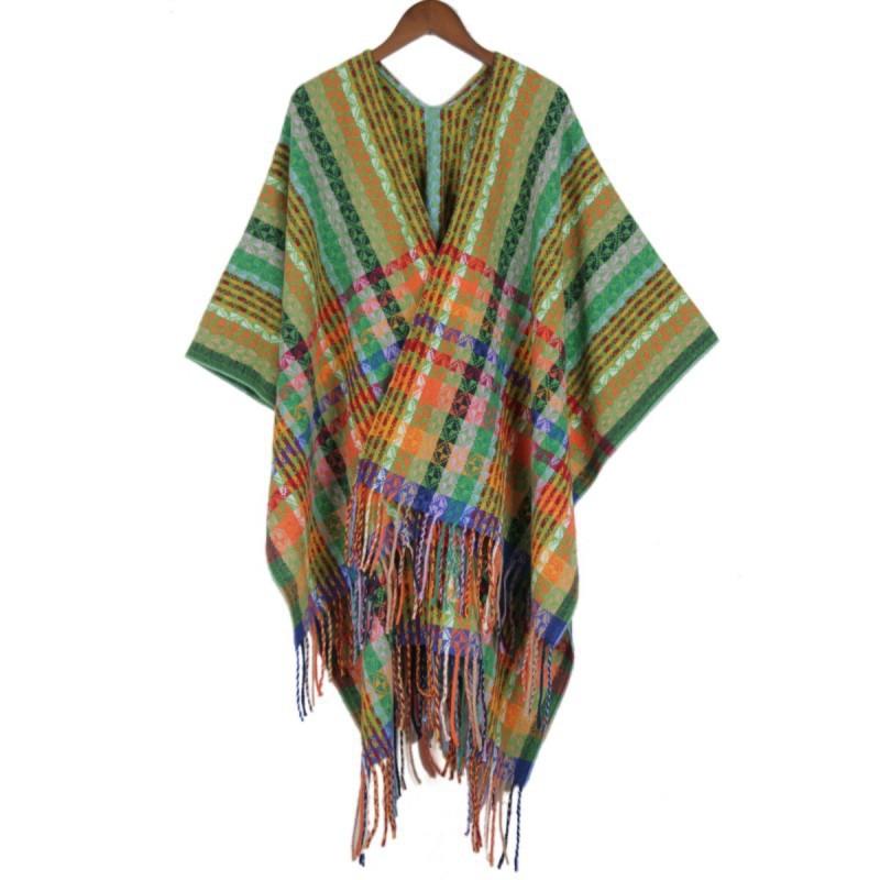 Women'S Bohemian Shawl Travel Ethnic Large Cape Fashion Winter Tassel Warm Scarf