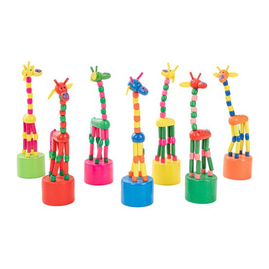 

Wooden Dancing Giraffe Toy Elastic Rope Giraffe Puppet Toy Toddlers Boys Girls Educational Press And Swing Animal Toy