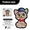 Fun Cat Collection Blue Hat Kitten Puzzle Stacked Wooden Special-Shaped Splicing Toy Framed Puzzle