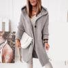 Women's Hooded Knitted Cardigan Solid Color Long Sweater Coat Thickened Winter Warm