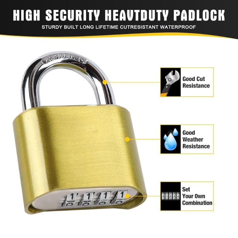 Premium Gold Combination Padlocks 10000 Code Option Waterproofed Anti Pick Resistant Heavyweights Security Lock