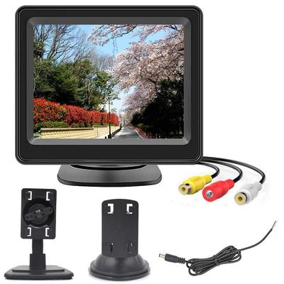 OBEST 3,5-Zoll On-Dash Monitor, 12V, Dual-LCD-Videoeingang, für 12V-Fahrzeuge, Rückwärtsgang-schaltbar, Inklusive zweier Halterungen