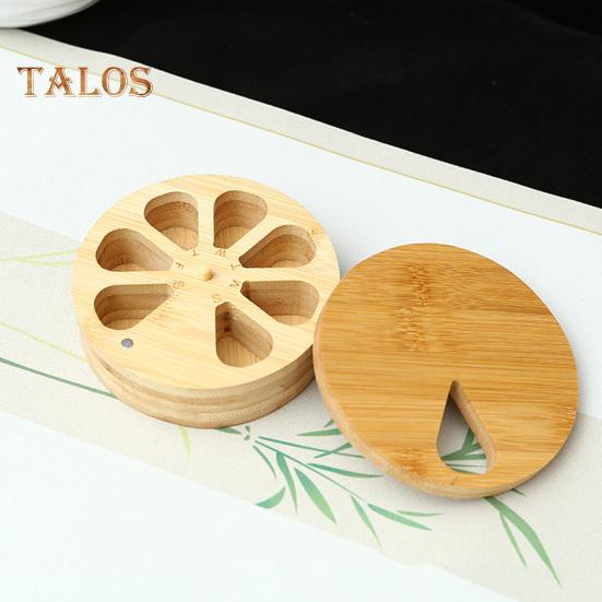 Cutie de Pastile din Lemn 7 Grilaje Rotativă Etanșă la Praf Rezistentă la Umiditate Portabilă Ușoară cu Capac Organizator Zilnic Săptămânal pentru Medicamente Cutie de Depozitare pentru Tablete Suport pentru Pastile