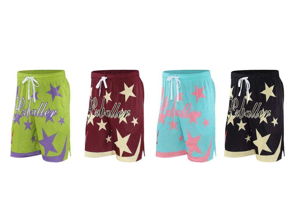 Large Mesh Pikachu Quick-Dry Basketball Shorts - Above Knee, Four-Point Sports Design