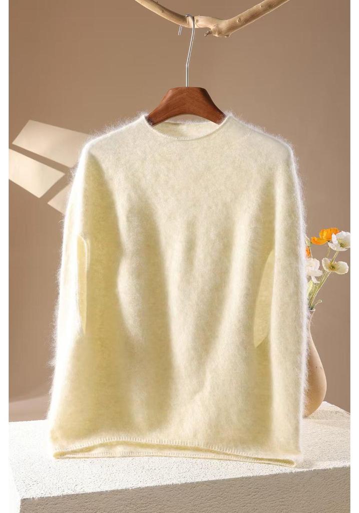 Women's Loose Cashmere Brushed Round Neck Soft Sweater - Autumn/Winter Style