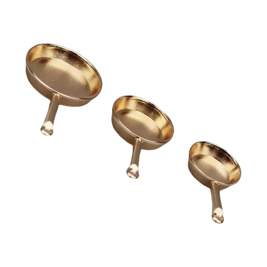 Set Of 3 Miniature Frying Pans For 1/12 Scale Dollhouse Kitchen Display Accessory Craft Project Model Decoration