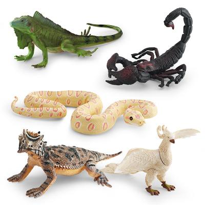 Simulation Forest Animal Model Children'S Cognition White Phoenix Green Iguana Scorpion Python Horned Lizard Tabletop Ornament