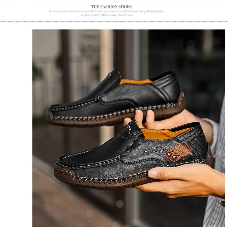 Mens Loafers Breathable Slip On Driving Shoes Men Handmade Casual Shoes Chaussure Homme Genuine Leather Shoes