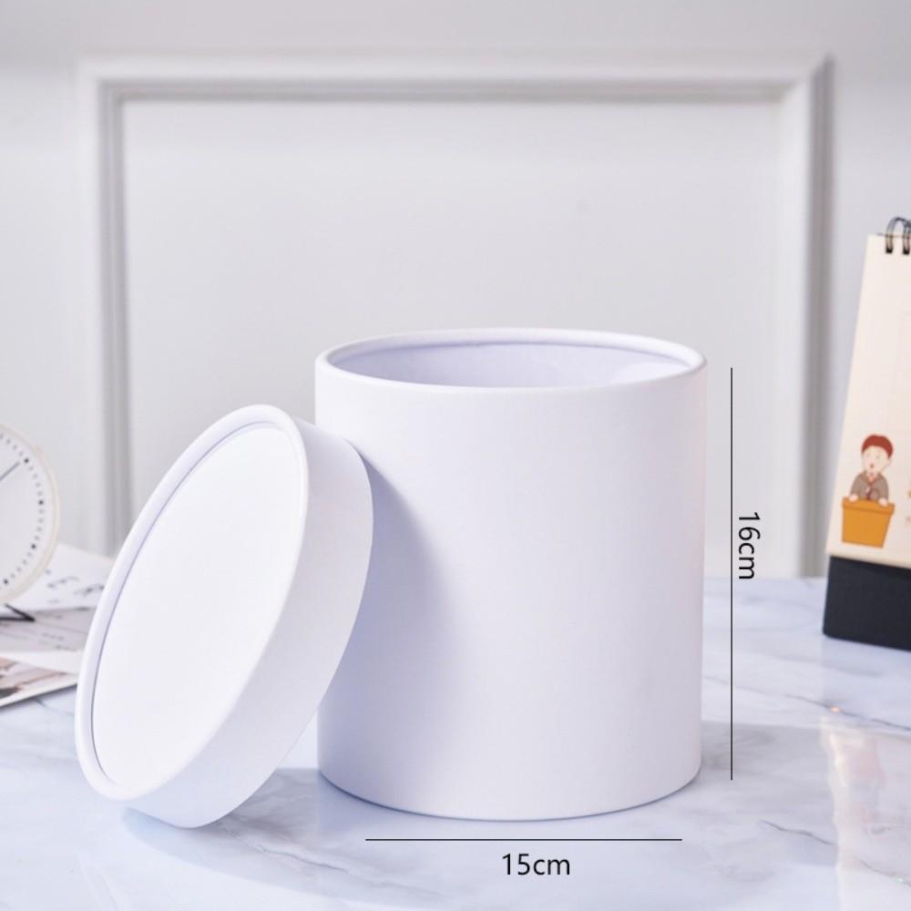 Round Flower Gift Box Solid Color Cardboard Gift Packaging Paper Box Silver Flower Arrangement Bucket Wedding Party Decoration