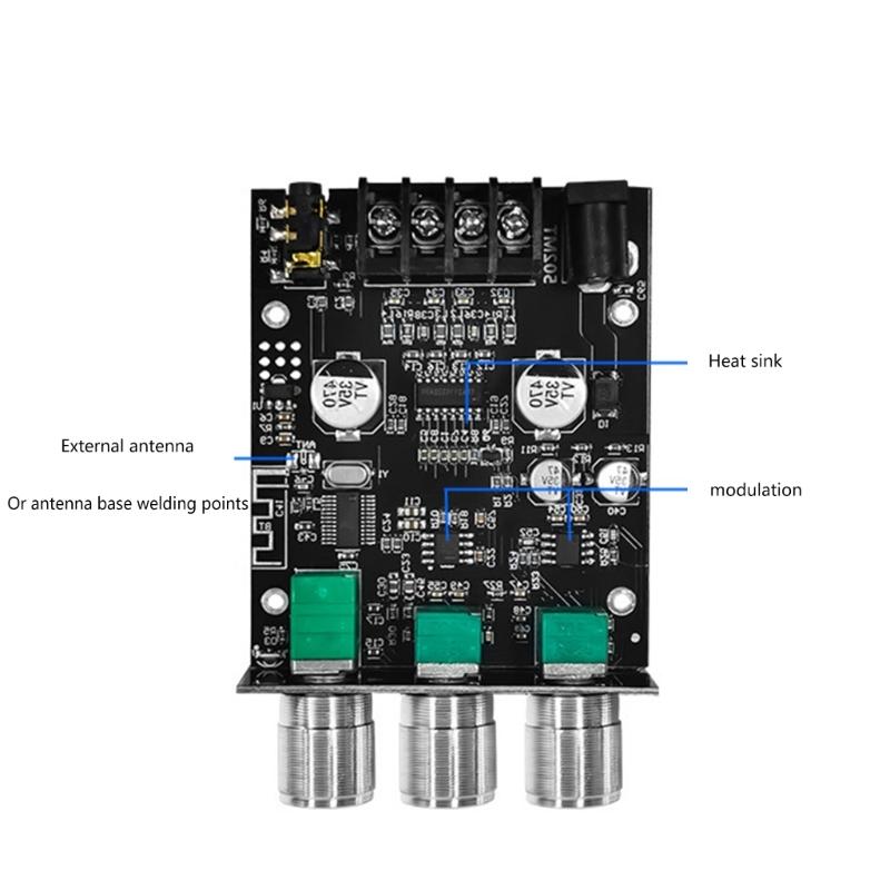 Bluetooth-compatible Stereo Power Amplifier 2x50W 2 Channel Sound Stereo Receiver with TrebleBass for Car Home