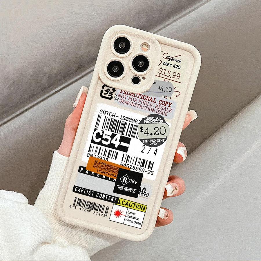 Stickers Collage Code Label Case For Apple iPhone 17 16 15 14 13 12 11 Pro Max 17 Air 16E XS X XR 7 8 Plus Soft Phone Back Cover