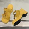 Fashion Eilyken Fashion Peep Toe Platform Wedges Buckle Slippers Woman Thick Bottom Slides Street Style Shoes Zapatos De Mujer