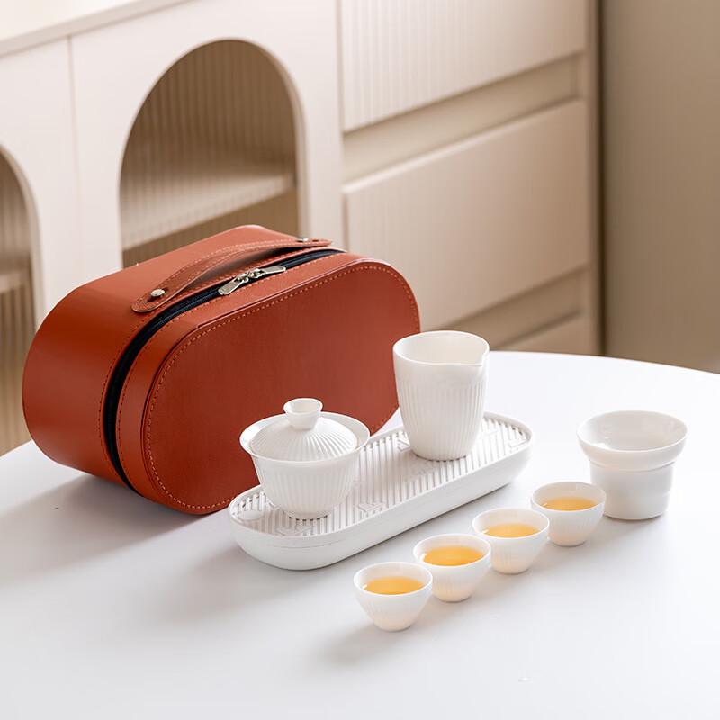 Portable Ceramic Travel Tea Set with Gaiwan