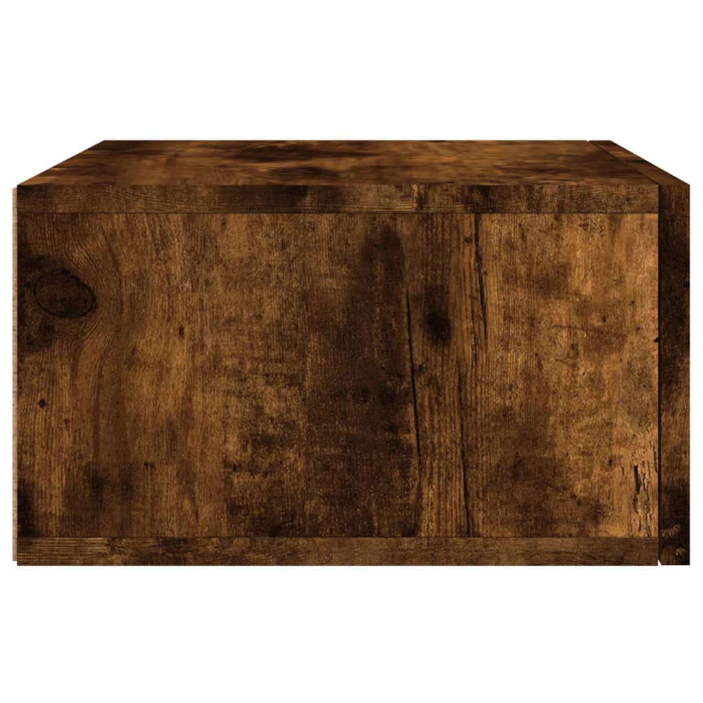 Wall Mounted Nightstand in Smoked Oak 35 x 35 x 20 cm