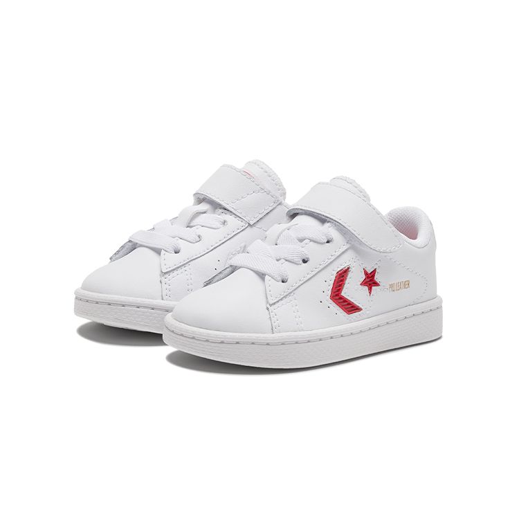 Converse Cons Pro Leather Velcro Casual Low Top Walker Shoes Baby Shoes White Red 768406C
