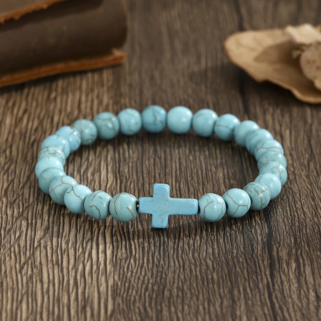 Prayer Men Natural Stone Wood Beads Rosary Hematite Cross Bracelets Onyx Meditation Bracelet Women Yoga Jewelry Homme Pulsera