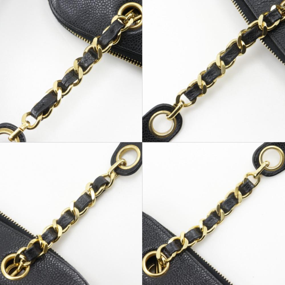 CHANEL Chain tote Tote Bag COCO Mark black Caviar skin Women Used