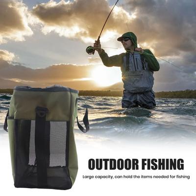 Wader Bag with Shoulder Strap Oxford Cloth Waterproof Breathable Fishing Tackle Bag with Pocket