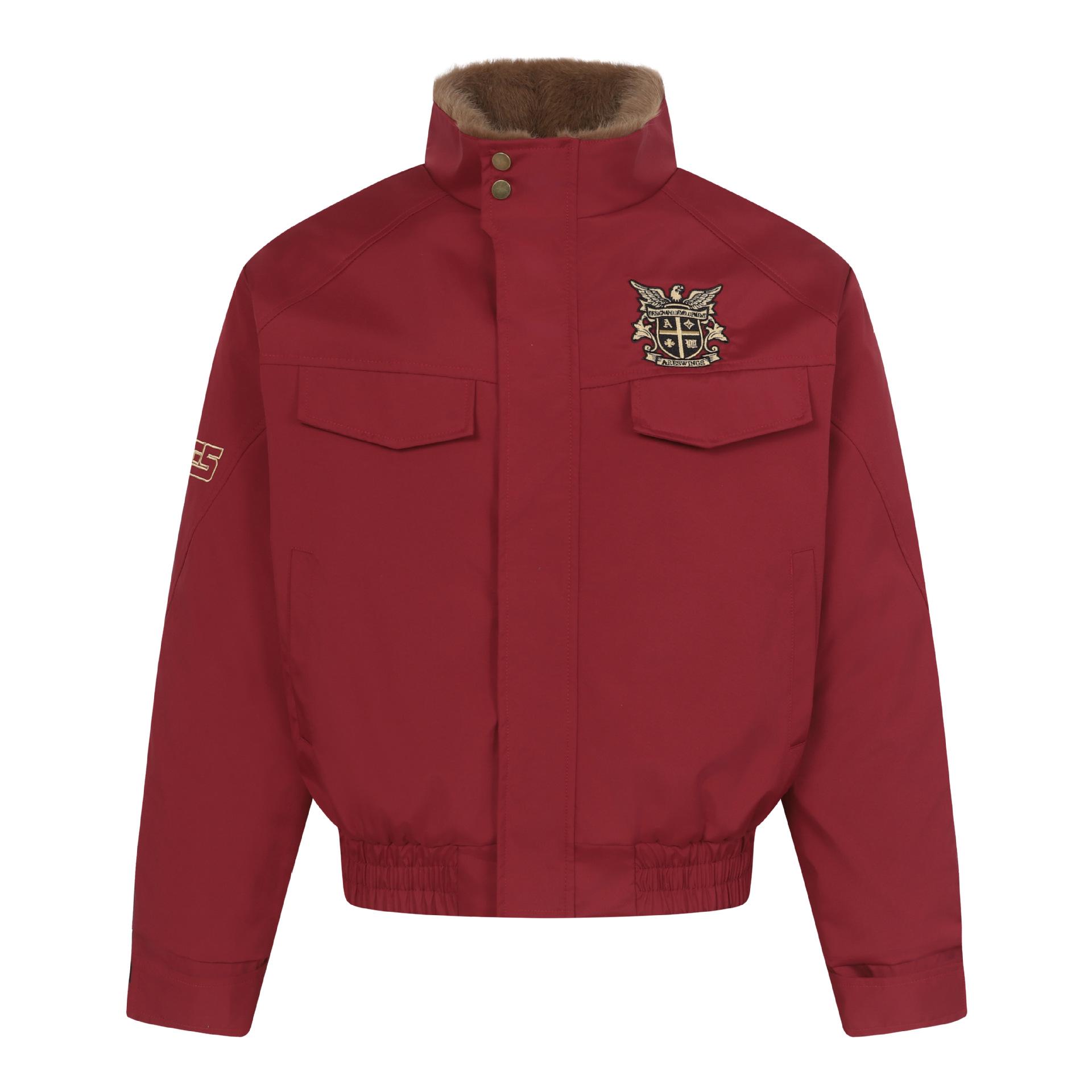 

ARES Retro Mountain Eagle Plush Lined Men s Cotton Jacket with American Style Badge & Raglan Sleeves. M червоний