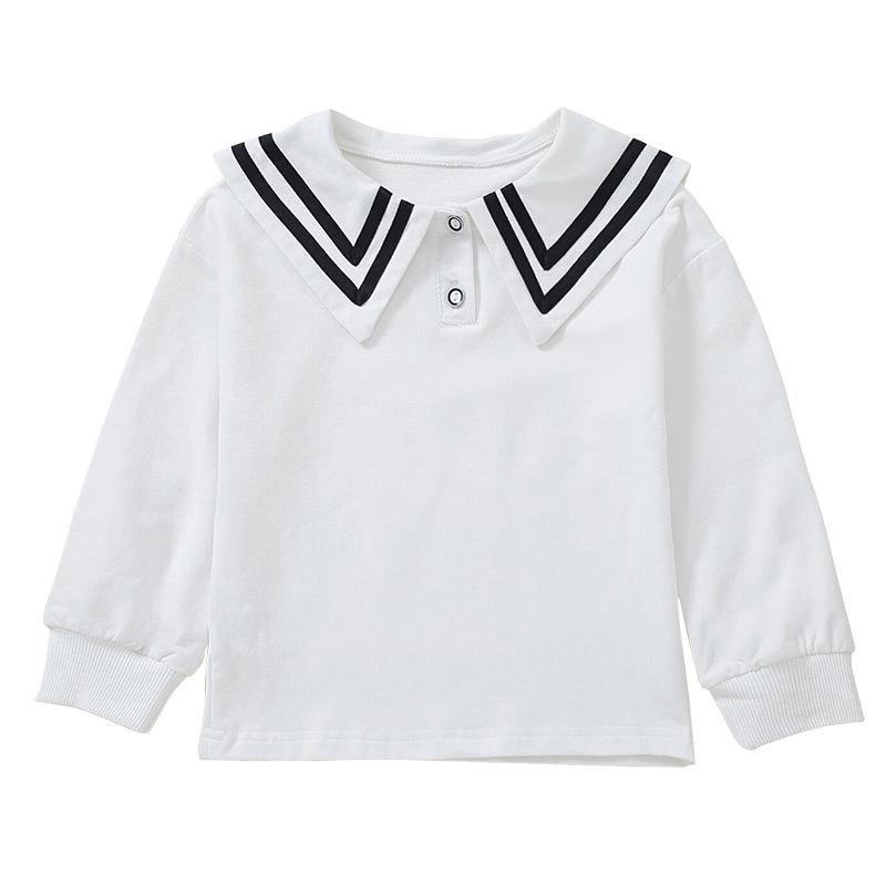 Girls Lapel Bottoming Shirt Spring and Autumn Korean White Children's Top T-shirt