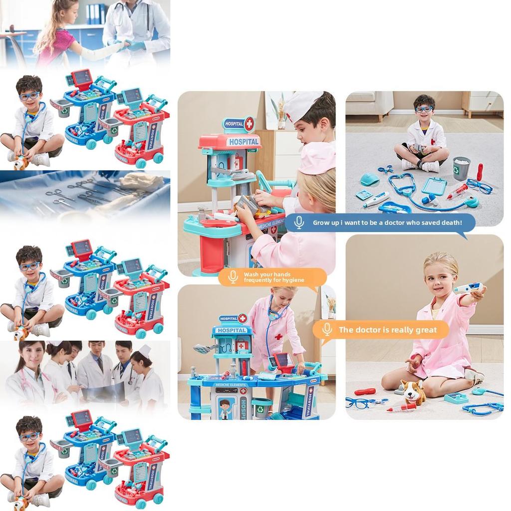 Conjunto de Brinquedo Doutor Infantil Com Caixa de Armazenamento e Estetoscópio Para Presente de Crianças
