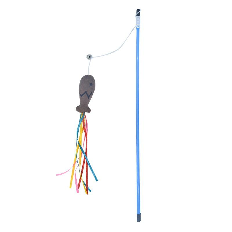 New Cat Toy Blue Rod Mint Ribbon Fish, Cat Toy Stick, Cat Crazy Toy Fish