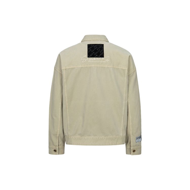 Evisu Aw23 Logo Embroidered Washed Fashion Work Jacket Men jackets Gray Green 2EAGNM3JK5112FFCT