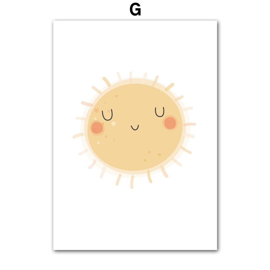 Boho Bear Sloth Mountain Sun Rainbow Nursery Posters Cartoon Wall Art Print Canvas Painting Baby Kids Room Home Decor Pictures