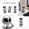 Modern Alien Figurine Sculpture Sitting Pose Home Decor Sculpture Statue for Desk Shelf Office Decoration Unique Design Art Piece