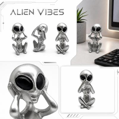 Moderne Alien Figur Skulptur Sitzende Haltung Heimdeko Skulptur Statue für Schreibtisch Regal Büro Dekoration Einzigartiges Design Kunstwerk
