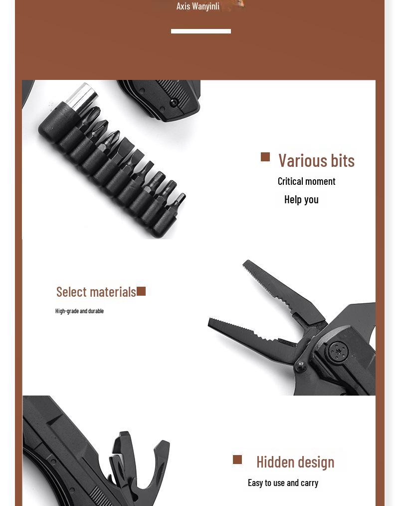 Składane przenośne wielofunkcyjne szczypce kempingowe i nóż