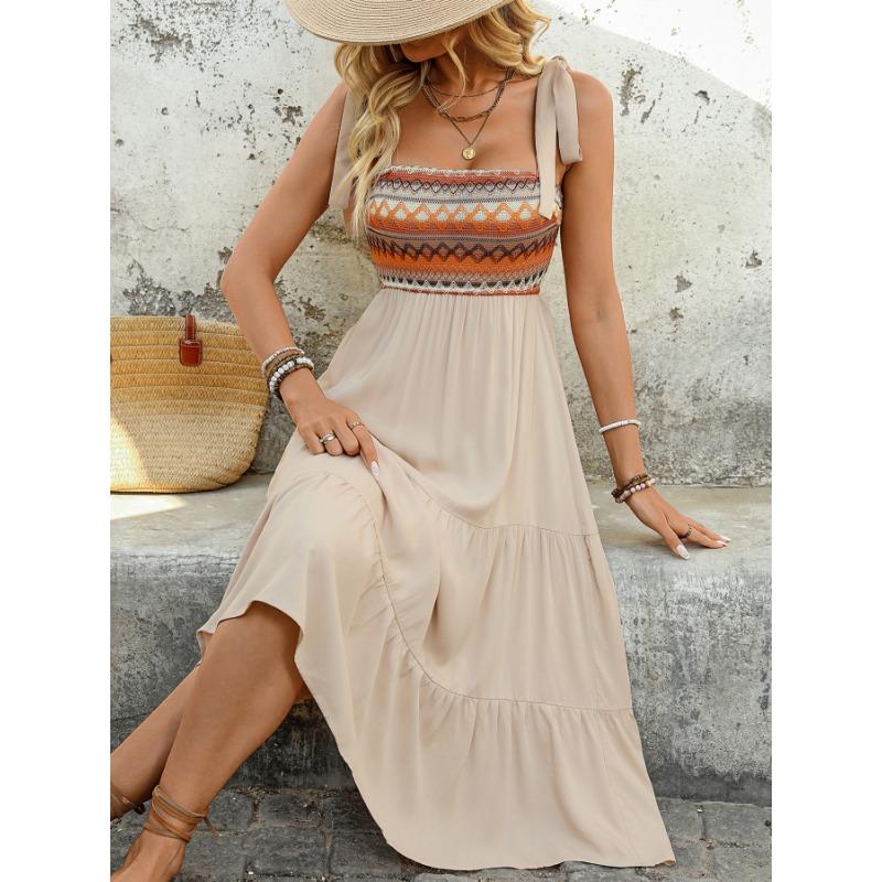 Women's Suspender Skirt Cross-border A-side Splicing Ethnic Style Dress