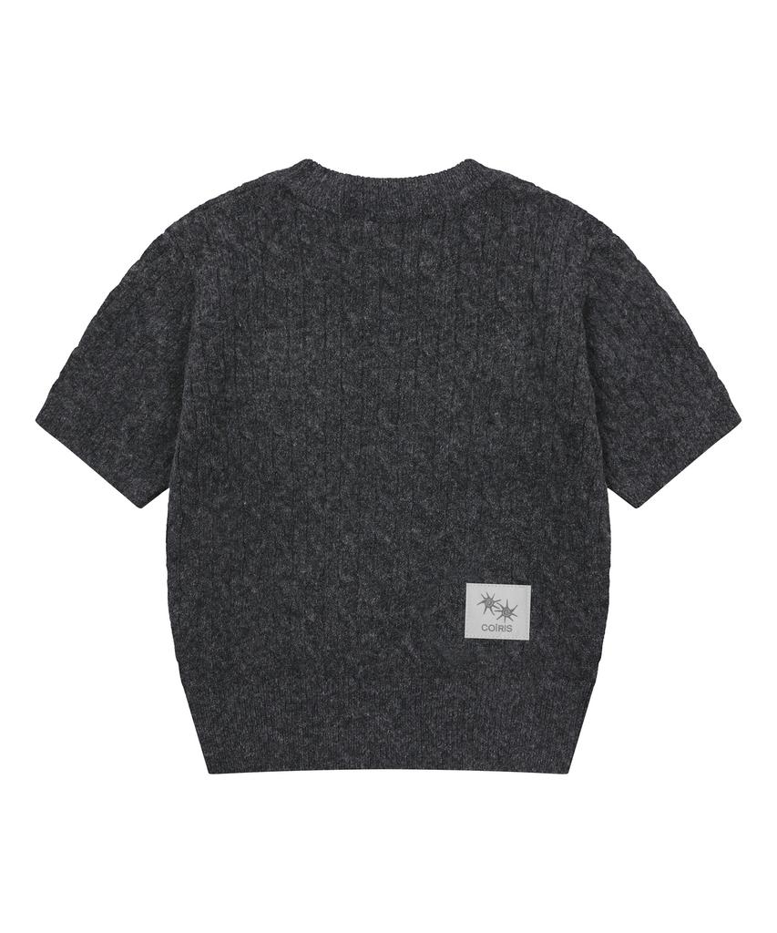 Koiliseu Celine Small Logo Short Sleeve Cable Knit (2 Colors)