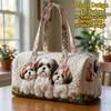 Shoulder Strap Quilted Duffle Bag Animals Pattern Large Capacity Travel Duffel Bag Tote Bags 3D Quilting Craft