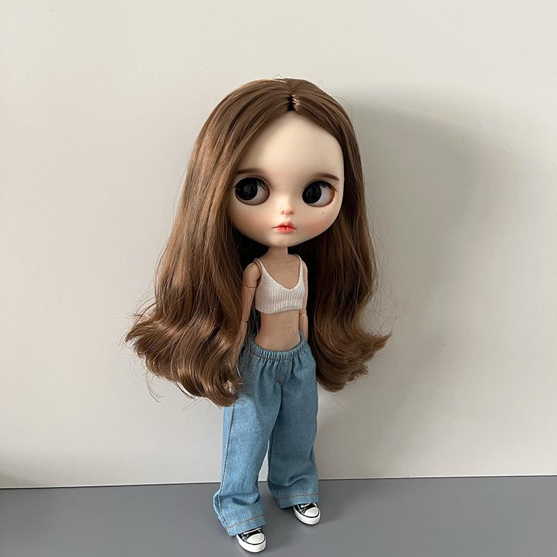 1Pcs Blyth Doll Clothes Fashion Jeans Streetwear Retro Loose Wide Leg Denim Pants for Blyth OB24 Licca Pullip 1/6 Dolls