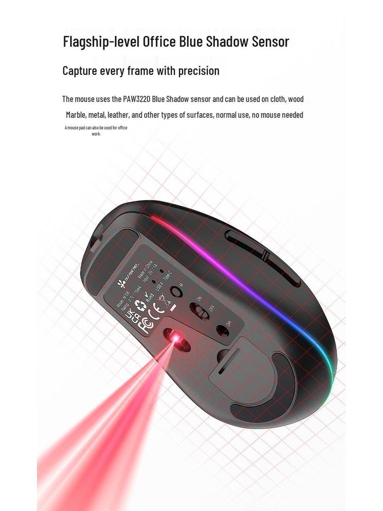M106 USB-C Wireless RGB Mouse, Dual Mode & Rechargeable for Desktop, Laptop, and Tablet