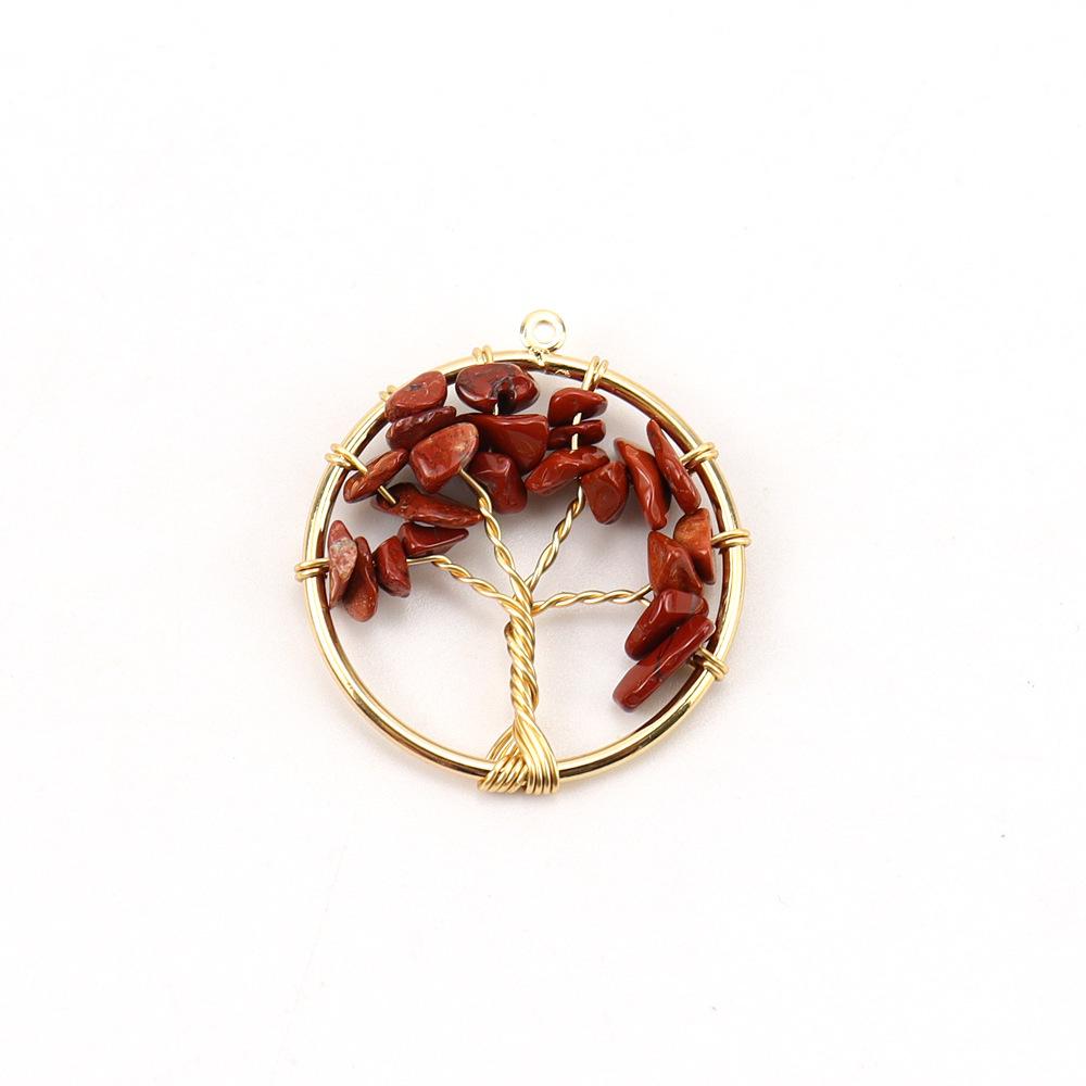 Gold 3Cm Tree Of Life Pendant Natural Crystal Gravel Fortune Tree Necklace Diy Accessories N114