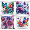 Regenbogen Schmetterlingsblumen Digitaldruck Kissenbezug Kurzer Plüsch Geeignet für Wohnzimmer Schlafzimmer Sofas Zierkissenbezug