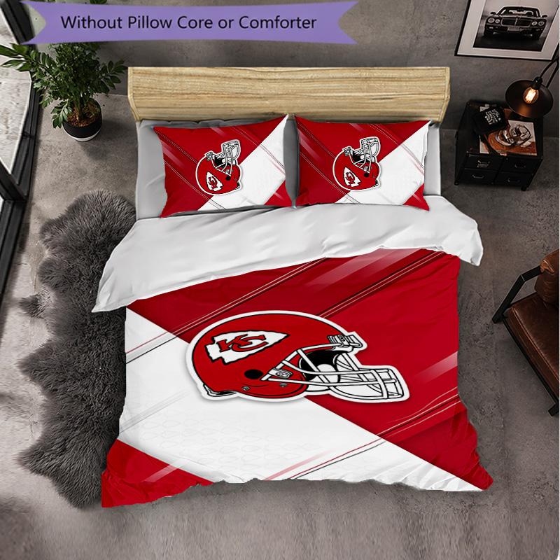 Set Biancheria da Letto in Microfibra con Fantasia Kansas City Chiefs 3 Pezzi Copripiumino Decorativo per Camera da Letto Uso Domestico