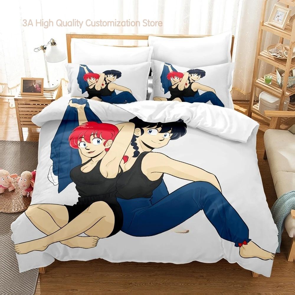

Ranma 1/2 Bedding Set Single Twin Full Queen King Size Bed Set Adult Boys Bedroom Duvetcover Sets 3D Print Anime Bed Sheet Set EU single(135x200cm)