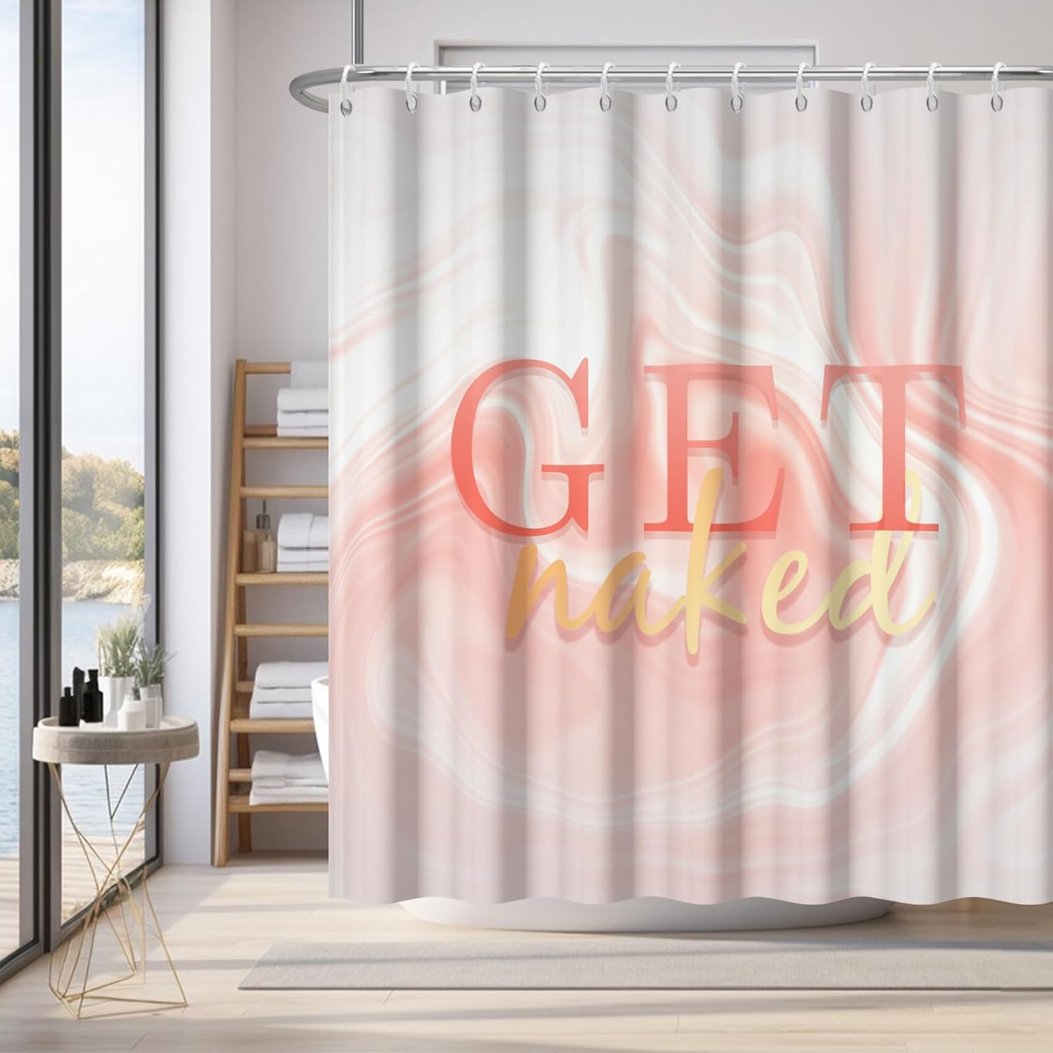 

Colored marble shower curtain abstract pink purple blue fluid ink art texture lines modern luxury fabric shower curtain 90X180cm