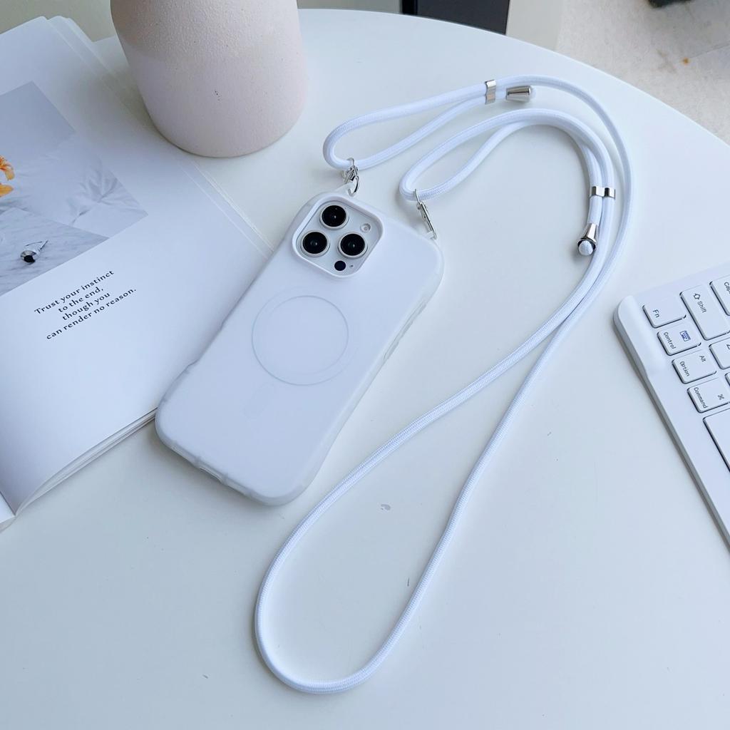 Bonbonfarbene Katzenohr Magnetische Schlanke Taille Handyhülle mit Langem Lanyard für iPhone 17 16 15 14 13 12 11 Pro Max + Plus Hülle