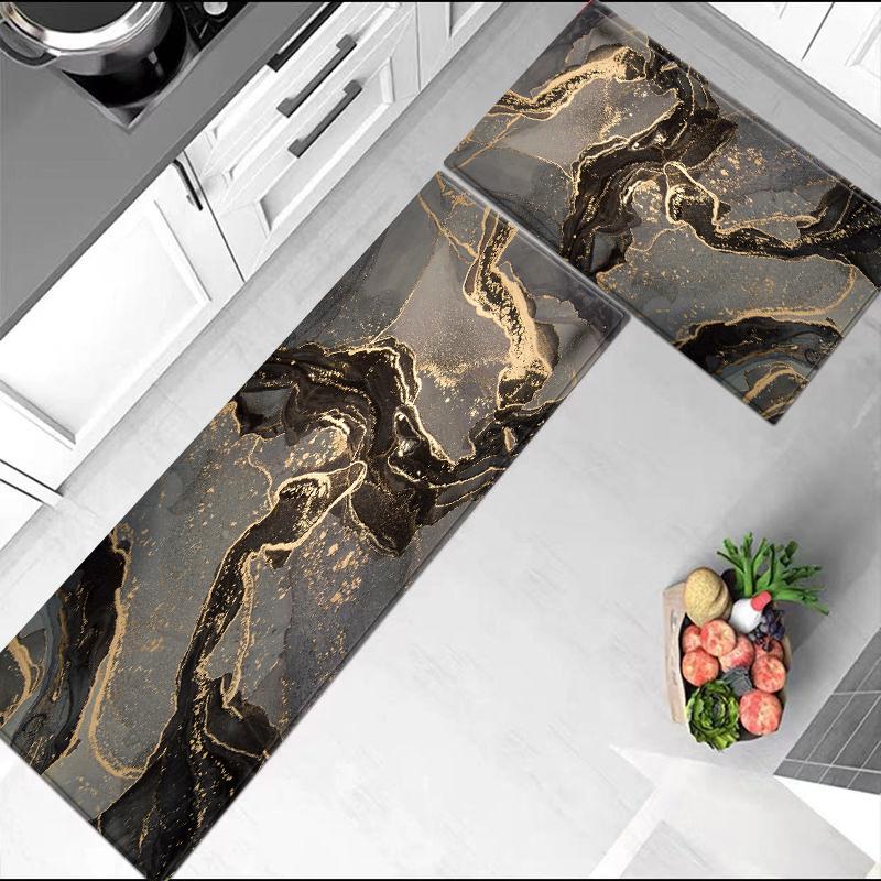 

Кухонные коврики с абстрактным принтом для пола, мягкий прикроватный коврик для спальни, набор ковриков для ванной, губка, абсорбент 50x80+50x160cm 2pcs