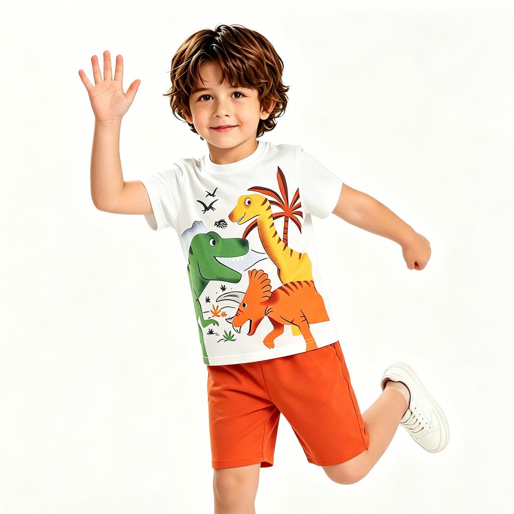Boys' Summer T-Shirt Outfit Set Trendy Casual Clothing for Kids