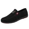 Men New Spring Autumn Lao Beijing Slip-on Canvas Skate Shoes, Breathable Soft Sole Rubber Outsole Low-top Casual Footwear